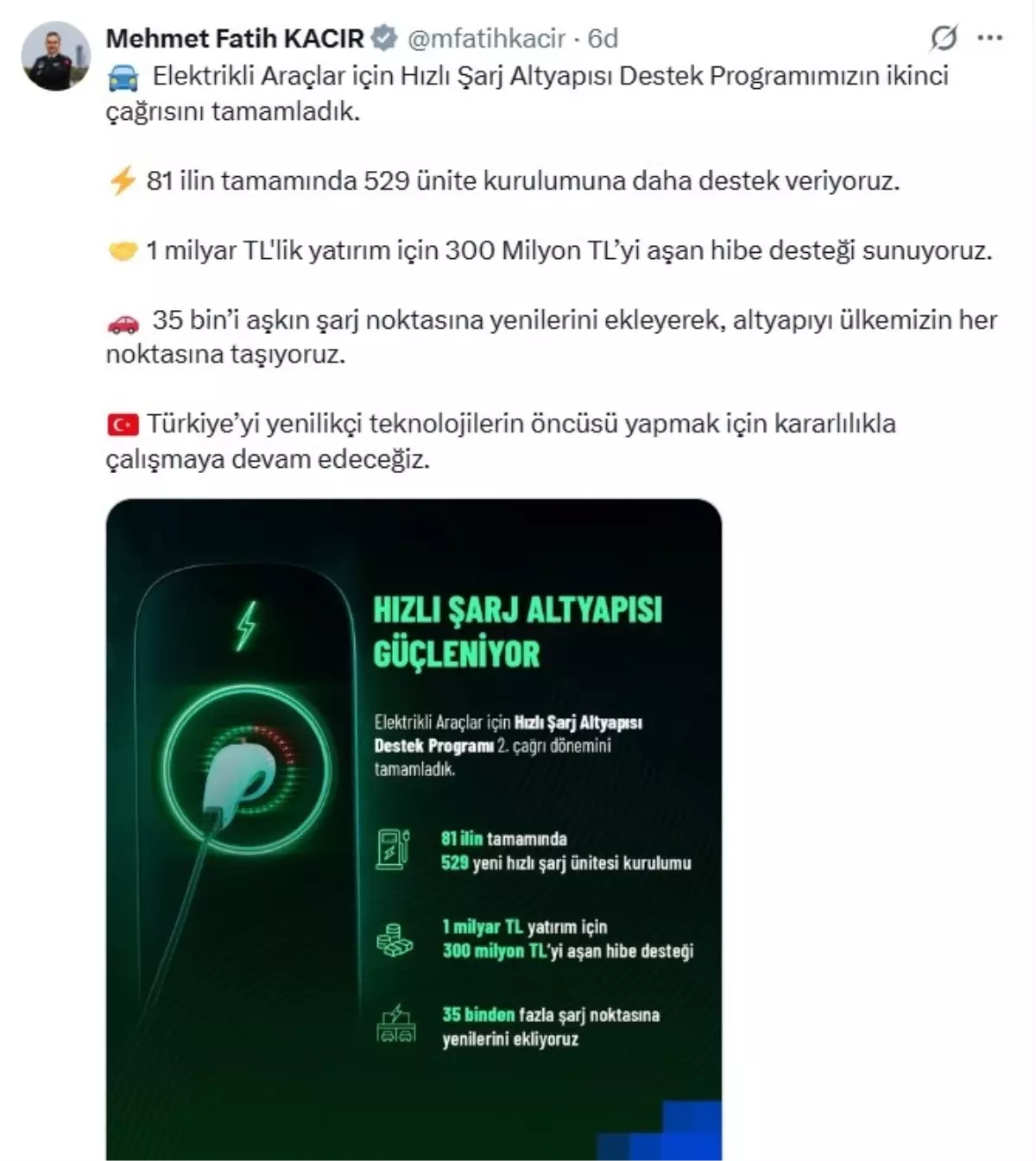 elektrikli araclar icin hizli sarj altyapisi destek programinin ikinci cagrisi tamamlandi E5HSwcEW